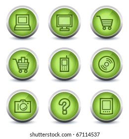 Electronics web icons set 1, green glossy set