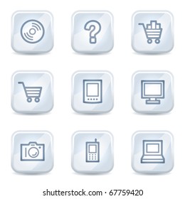 Electronics web icons set 1, white glossy buttons