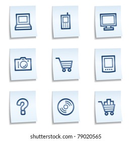 Electronics web icons set 1,  blue notes