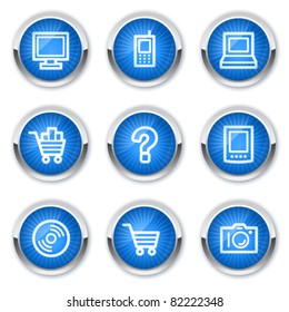 Electronics web icons set 1, blue buttons