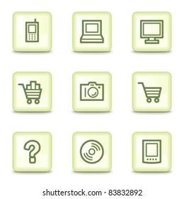 Electronics web icons set 1, salad green buttons