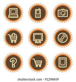 Electronics web icons set 1, vintage buttons