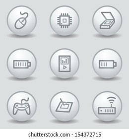 Electronics web icons set 2, circle white matt buttons