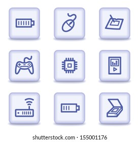 Electronics web icons set 2, light violet glossy buttons