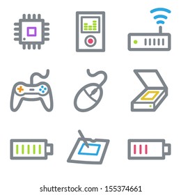 Elektronische Web-Icons Set 2, Farblinienkonturreihe