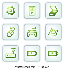 Electronics web icons set 2, white square buttons series