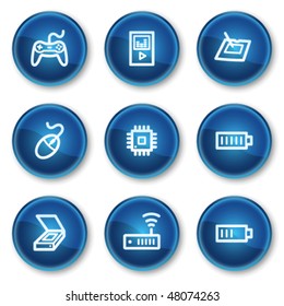 Electronics web icons set 2, blue circle buttons