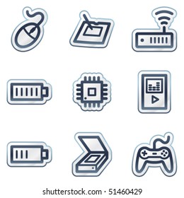 Electronics web icons set 2, deep blue contour sticker series