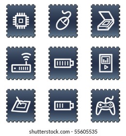 Electronics web icons set 2, navy stamp series