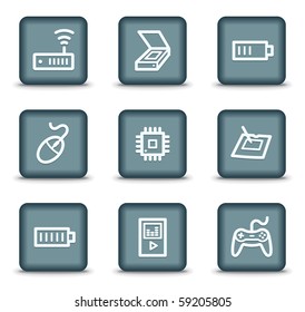 Electronics web icons set 2, grey square buttons