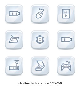Electronics web icons set 2, white glossy buttons