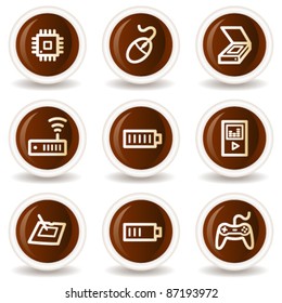 Electronics web icons set 2, chocolate buttons