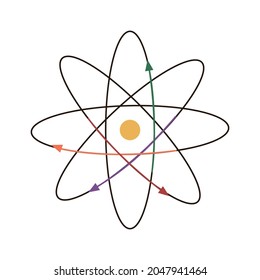 Electron's Motion Around Atom's Nucleus. Vector Illustration Of A Bohr Model