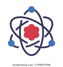 Electrons Rotating in Orbits around Atomic Nucleus, Science, Education, Scientific Research Symbol Flat Style Vector Illustration