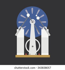 Electrostatic machine. Physics classroom Equipment. Vector illustration of device for physics lesson.