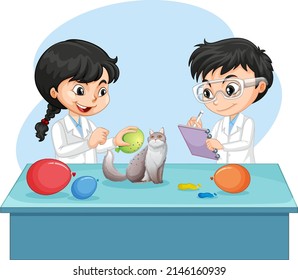 Electrostatic science experiment for kids illustration