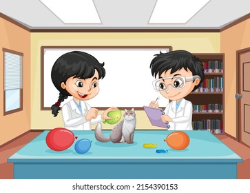 Electrostatic science experiment for kids illustration