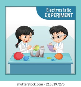 Electrostatic science experiment for kids illustration