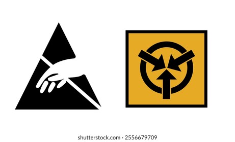 Electrostatic Sensitive Device, black and yellow isolated silhouette