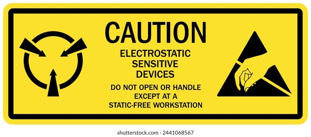 Electrostatic warning sign and labels
