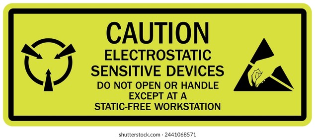 Electrostatic warning sign and labels