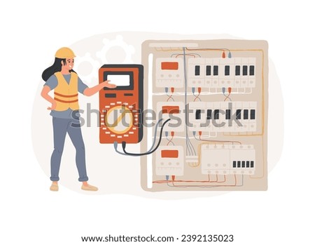Electrotechnology isolated concept vector illustration. Certification in electrotechnology, electrical engineering practice, industrial science, power system design, electronics vector concept.