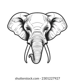 Elefant Face vector black and white