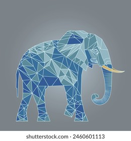 Elefante feito de polígonos e linhas, arte conceitual, line art e estilo moderno de vida animal