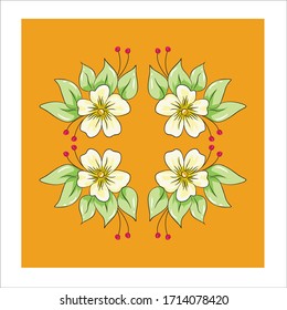 elegan flower frame vector on yellow background - vector eps10