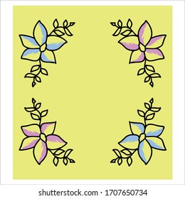 elegan frame flower vector on yellow background - eps10