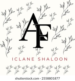 Elegan Initial AF Logo with Floral Element. Minimalist AF Monogram with Botanical Illustration. Wedding logos, hand drawn elegant, delicate and minimalist monogram collection.
