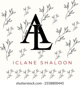 Elegan Initial AL Logo with Floral Element. Minimalist AL Monogram with Botanical Illustration. Wedding logos, hand drawn elegant, delicate and minimalist monogram collection.