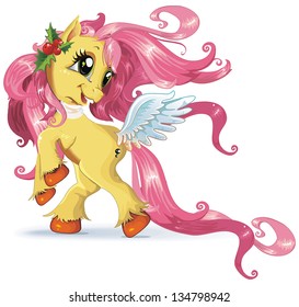 Elegance Abstract Little cartoon horse galloping on a white background