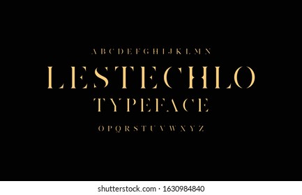 Elegance alphabet serif font and number. Classic and minimalist typography fashion. Fonts set regular uppercase, lowercase and numbers.