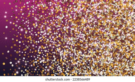 Elegance Background with Confetti of Glitter Particles. Sparkle Lights Texture. Christmas pattern. Light Spots. Star Dust. Explosion of Confetti. Design for Invitation.