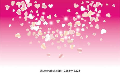 Fondo elegante con confetti de partículas brillantes. Día de San Valentín. Patrón de celebración. Puntos de luz. Explosión de Confetti. Ilustración del vector de brillo. Diseño de plantilla.