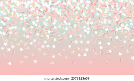 Elegance Background with Confetti of Glitter Star Particles. Sparkle Lights Texture. Disco pattern. Light Spots. Star Dust. Christmass Design. Explosion of Confetti. Design for Banner.