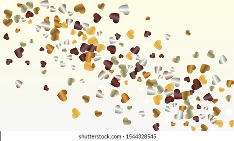 Elegance Background with Confetti of Hearts Glitter Particles. St. Valentine Day. Birthday pattern. Light Spots. Explosion of Confetti. Glitter Vector Illustration. Design for Template.