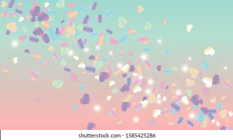 Elegance Background with Confetti of Hearts Glitter Particles. St. Valentine Day. New Year pattern. Light Spots. Explosion of Confetti. Glitter Vector Illustration. Design for Flyer.
