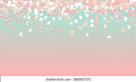 Elegance Background with Confetti of Hearts Glitter Particles. St. Valentine Day. Party pattern. Light Spots. Explosion of Confetti. Glitter Vector Illustration. Design for Print.