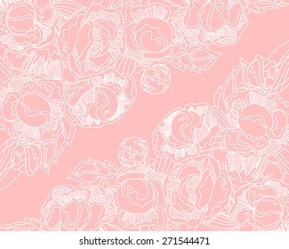 Elegance background with flowers roses, vector floral illustration in vintage style
