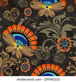 Elegance Beautiful cartoon seamless pattern with flowers. Abstract floral vector illustration texture
