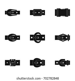 Elegance belt buckle icon set. Simple set of 9 elegance belt buckle vector icons for web isolated on white background