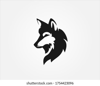 elegance black wolf, dog logo symbol design illustration