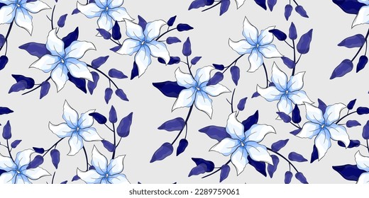 Elegancia vectorial de patrón floral sin costura. Diseño de acuarela. Patrón de relleno en los swatches