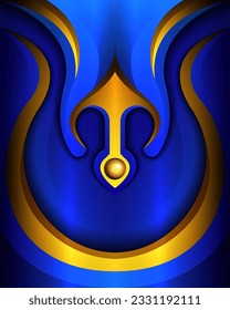 Elegance blue and gold abstract shape background