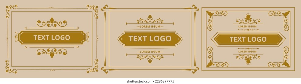 Marco clásico elegante, bordes dorados decorativos. Vintage tarjetas modernas de caligrafía con espacio para copiar, decoración de estilo boutique retro, afiche cuadrado de boda floreciente. Ilustración reciente del vector