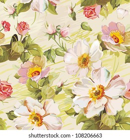 Elegance Colorful texture for decorating background. Seamless pattern with of flowers. Floral vector illustration.