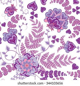 Elegance Colorful texture for decorating background. Seamless pattern with of fantasy hand draw flowers. Floral vector illustration