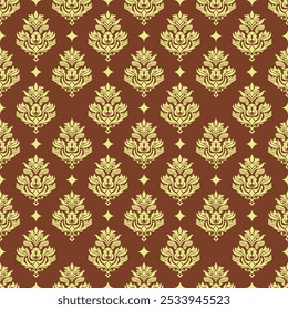 Elegance Damask Seamless regal red and gold pattern.